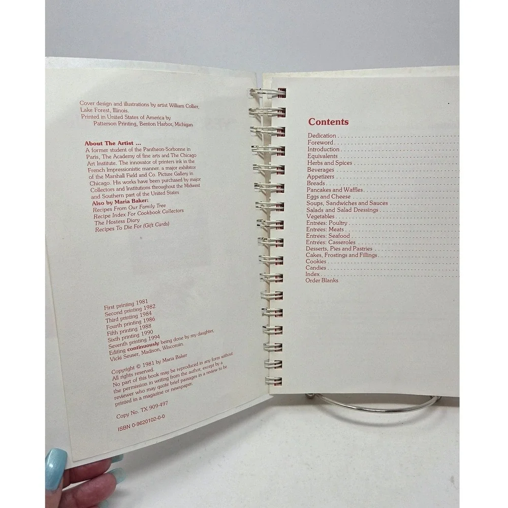 Yes You May Have The Recipe Maria Baker Spiral Cookbook 1994 7th Printing